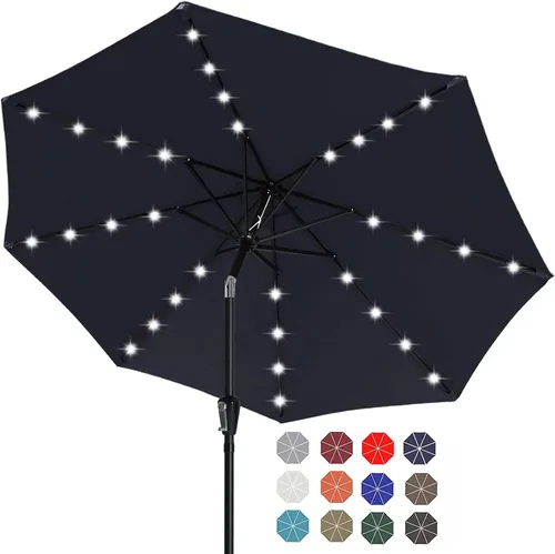 Vista 43 de ABCCANOPY Sombrillas solares duraderas para patio con 24 luces LED de 7.5 pies con 6 varillas resistentes (borgoña)