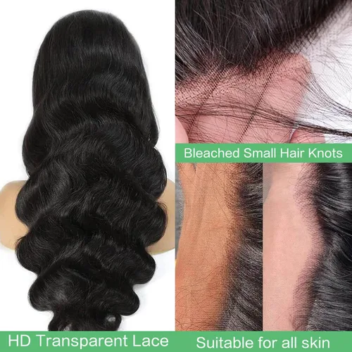 Vista 6 de Wear and Go - Pelucas de cabello humano sin pegamento, precortadas, pelucas de encaje frontal de cabello humano ondulado con cordón, densidad 180