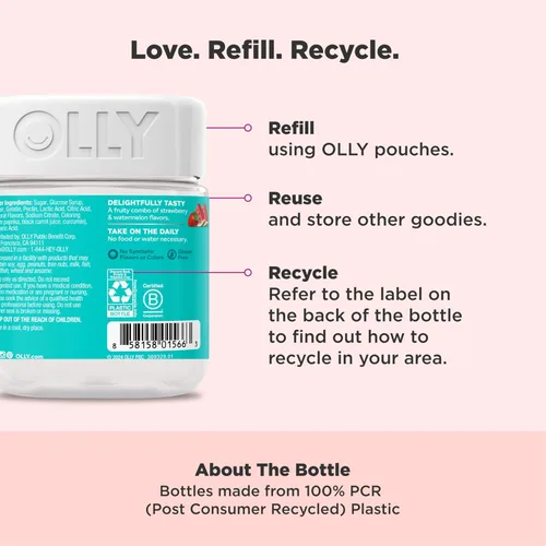 Vista 5 de OLLY - Gomita multivitamínica para adolescentes, apoyo para la piel saludable y el sistema inmunológico, 15 vitaminas esenciales, biotina, zinc