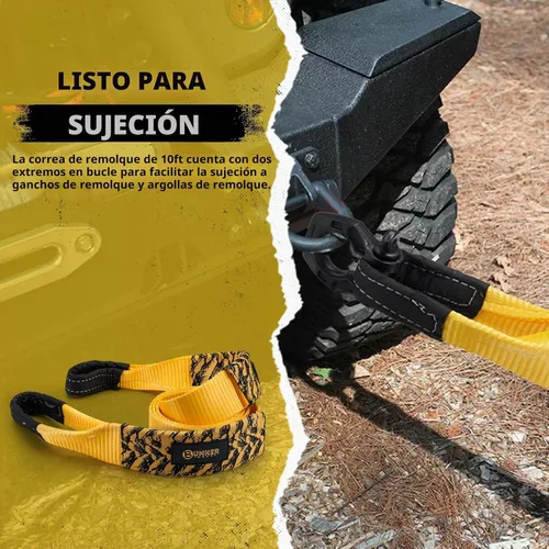 Vista 6 de BUNKER INDUST Correa de Remolque de Servicio Pesado, Correa de Cabrestante Tree Saver de 3 pulgadas x 10 pies, Correas de Recuperación de 35,000
