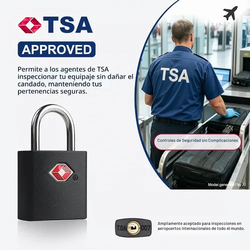 Vista 5 de Cerraduras TSA para equipaje con llaves, cerraduras de Negro