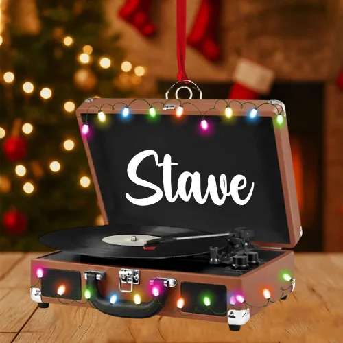 Vista 13 de Adorno de Disco de Vinilo Retro Personalizado 2025, Adorno de Músico Personalizado para Amantes de la Música, Decoración de Árbol de Navidad