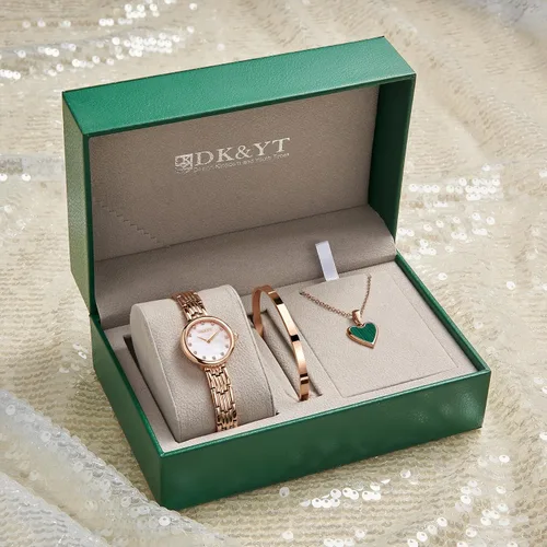 Vista 7 de Womens Stainless Steels Watch Bangle Watch and Bracelet Set Fashion Casual Dress Watches,Roman Numerals Quartz Ladies Rose Gold Wrist Watch