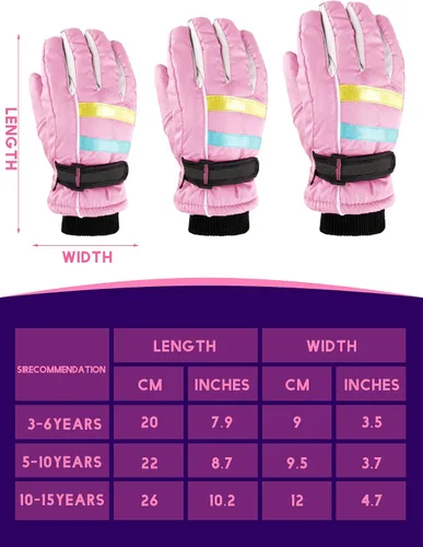Vista 3 de 2 pares de guantes de esquí para niños guantes de invierno impermeables para nieve gruesos y cálidos guantes de snowboard para niños y niñas