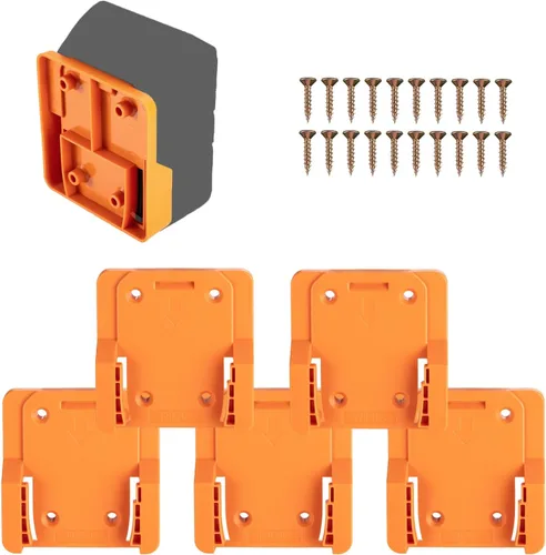 Vista 9 de 6 Pack Battery Mount Holder Compatible for Dewalt 20V 60V Battery Holder Fit for DCB200 DCB203 DCB206 Batteries Wall, Work Van, Shelf, Toolbox