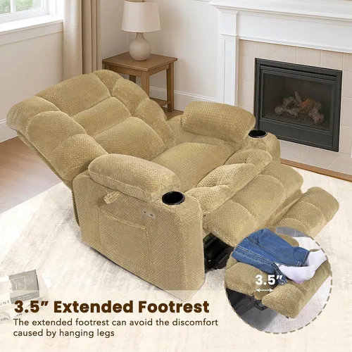 Vista 6 de EONIX Silla reclinable ancha para ancianos, silla elevadora de gran tamaño resistente de 400 libras con calor y masaje, reclinable elevador