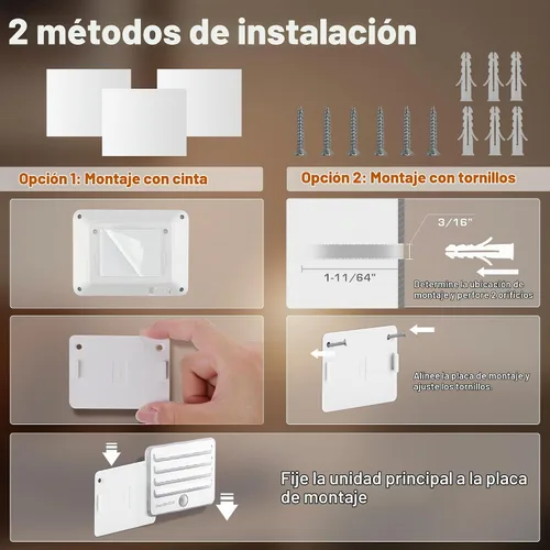 Vista 5 de EverBrite Luces nocturnas con sensor de movimiento, luz LED suave y cálida, funciona con pilas, luz nocturna autoadhesiva para dormitorio, baño