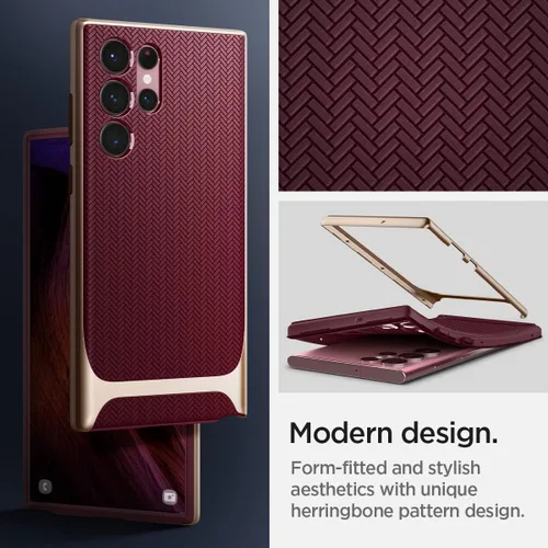 Vista 6 de Spigen - Funda Neo Hybrid diseñada para Galaxy S22 Ultra (2022), color burdeos Borgoña