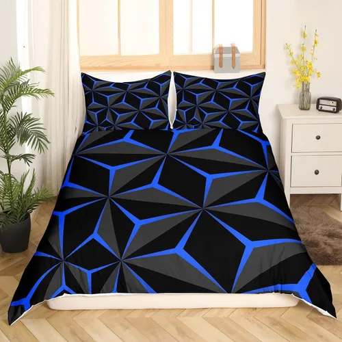 Vista 21 de Funda de edredón de panal para niños, hombres y niñas, juego de ropa de cama moderno con temática geométrica hexagonal, diseño de cuadrícula