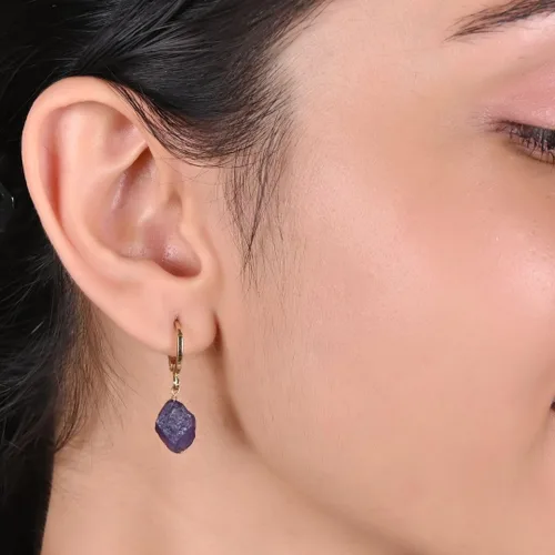 Vista 39 de Gempires Handmade Gemstone Hoop Earrings Raw Crystal Dangle Jewelry Hypoallergenic Gold Plated Lightweight Elegant Jewelry Gifts For Women