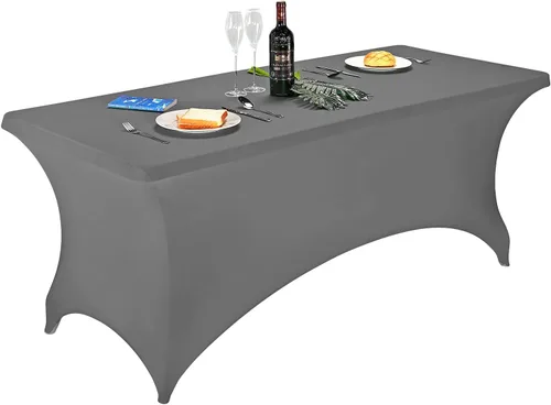 Vista 15 de FORLIFE - Funda de mesa de elastano, mantel ajustado de 4 pies para mesas rectangulares, funda elástica para patio, universal para bodas, banquetes