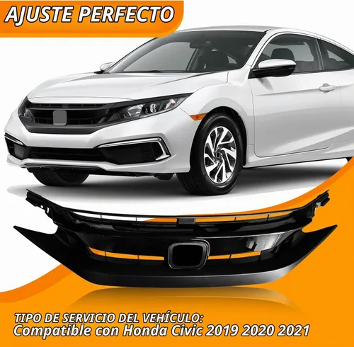Vista 2 de Rejilla delantera de malla negra mate para defensa delantera Compatible con Honda Civic 2019 2020 2021
