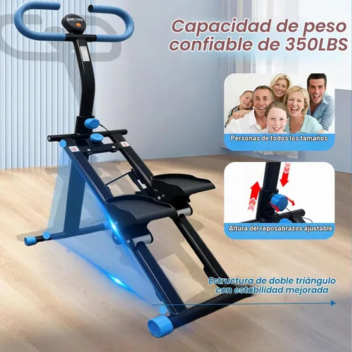 Vista 7 de Máquina paso a paso con asas ajustables, máquina de ejercicio paso a paso compacta con pantalla LCD para entrenamiento cardiovascular en casa
