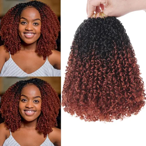 Vista 35 de Unionbeauty - Paquete de 8 trenzas de ganchillo Yanky Twist de 6 pulgadas, 8 paquetes, color negro natural, micro Passion Twist, extensiones