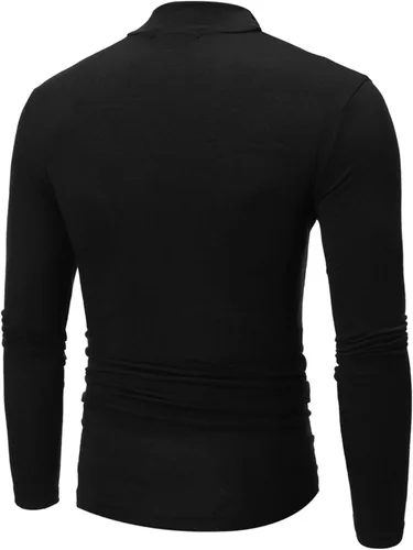 Vista 3 de Shirts for Men Slim Fit Long Sleeve Solid Underwear Shirt Causal Fashion High-Neck Fall Winter Loose Pullover Top