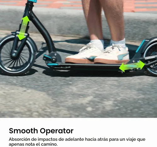 Vista 3 de AERO MOBILITY Big Wheel Kick Scooter for Kids 6-12, Teens & Adults A230L Negro con freno de disco