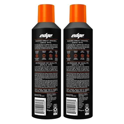 Vista 2 de Edge Gel de Afeitar para Hombres, 9.5 oz, Paquete de 2 Gel de Afeitar para Hombres con Aloe, Crema de Afeitar para Hombres para Piel Sensible