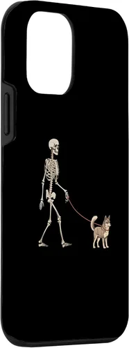 Vista 3 de Carcasa divertida para iPhone 12 mini de Alaska, Klee Kai, esqueleto para pasear al perro