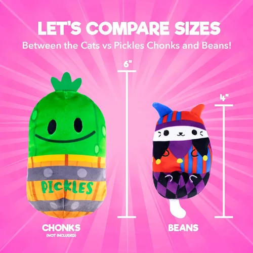 Vista 5 de Cats vs Pickles Paquete de 2 bolsas misteriosas rellenas de frijoles de ola fucsia, rellenos de calcetines, bolsas ciegas para niñas y niños