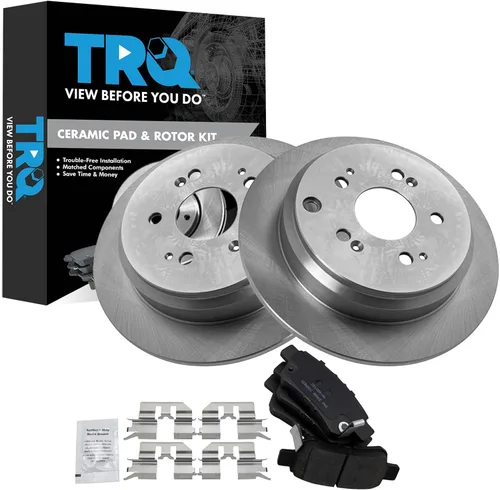 Vista 10 de TRQ Juego de pastillas de freno y rotor de cerámica trasera compatible con Honda Accord V6 1998-02 3.0L con frenos de disco traseros 02-06 Acura RSX