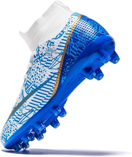 Vista 3 de Favdeol Tacos de fútbol para niños y niñas, zapatos de fútbol para entrenamiento de alta calidad, zapatos de fútbol para exteriores e interiores