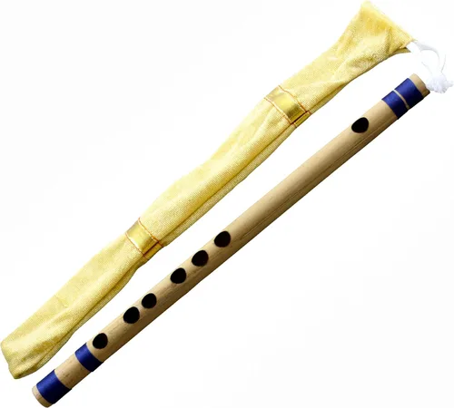 Vista 3 de Flauta de bambú profesional indio bansuri (una melodía) transversal 12 pulgadas instrumento musical de viento de madera