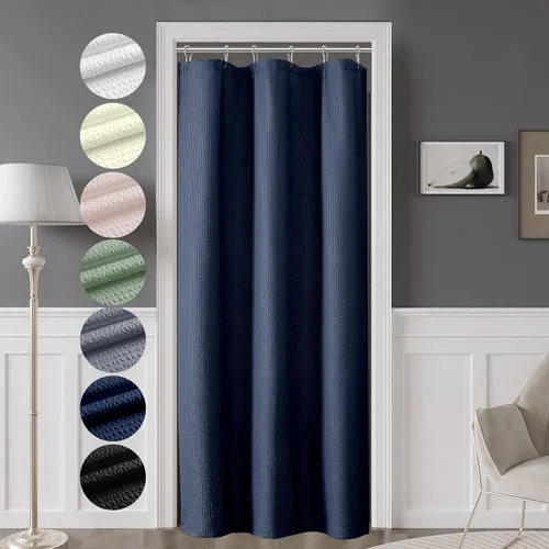 Vista 43 de OVZME Cortina de ducha de tela Berry Stall de 36 x 72 pulgadas, suave y gofre, pequeña cortina de ducha negra para baño con textura para un
