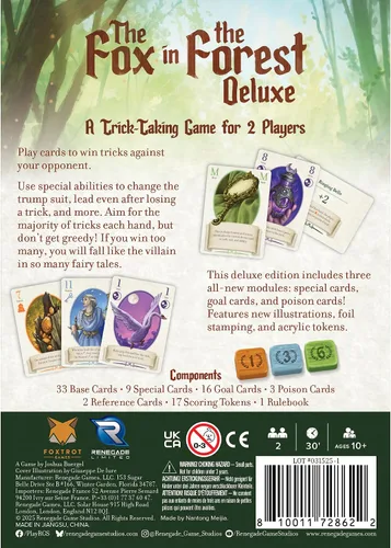 Vista 2 de Renegade Game Studios Fox in the Forest Deluxe - Juego de cartas para 2 jugadores, juego de estrategia de cuento de hadas con tarjetas de aluminio