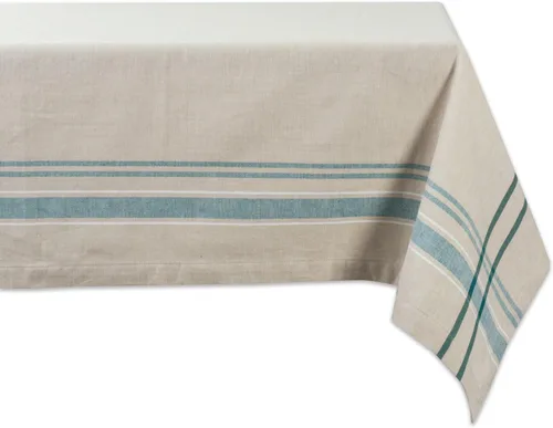 Vista 19 de DII - Mantel para mesa de comedor, estilo rústico, colección de manteles con rayas estilo francés, 60 x 84 pulgadas, color gris pardo/rojo