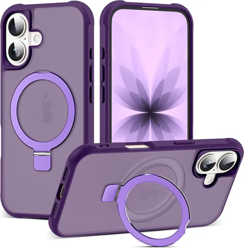 Vista 66 de SKYLMW - Funda compatible con iPhone 11 de 6.1 pulgadas, con soporte magnético invisible tipo anillo, funda translúcida de grado militar, compatible