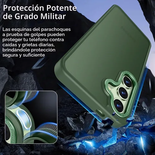 Vista 3 de Rayboen Funda para Samsung Galaxy S24 Plus, funda S25 Plus, Sensación de Piel Esmerilada Translúcida Parte Trasera de PC Duro Borde de Silicona