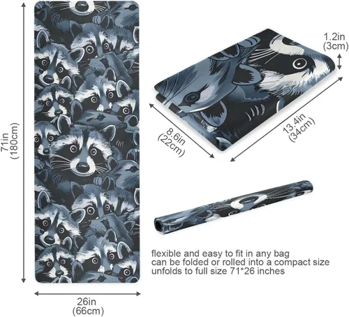 Vista 6 de Raccoons Yoga Mat Non Slip Thick Kids Eco Friendly Rubber Workout Foldable Yoga Mat Women Exercise