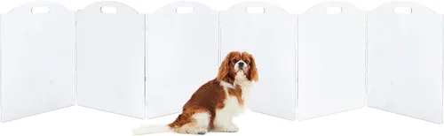 Vista 10 de Puertas independientes de acrílico transparente para perros para la casa, puertas plegables de 3 paneles para mascotas, para puertas, escaleras