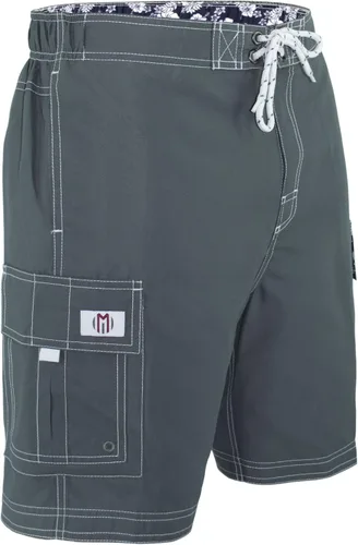 Vista 2 de Traje de baño de microfibra de color sólido estilo cargo para hombre