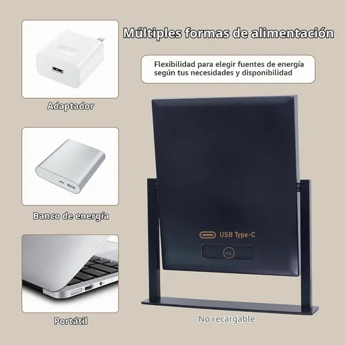 Vista 5 de Espejo de tocador con luces, espejo de maquillaje con luces con 9 bombillas LED regulables, 3 modos de iluminación de color desmontables, espejo