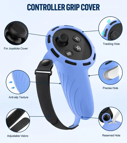 Vista 3 de Silicone Cover Set Compatible with OculusMeta Quest 3, Touch Controller Grips Cover, VR Shell Cover, Facial Interface Cover, Protective Lens Cover
