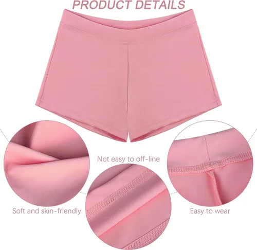 Vista 3 de Ruisita Paquete de 2 pantalones cortos de talle bajo para niña y niño, cómodos pantalones cortos de baile y bicicleta