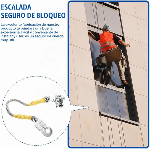 Vista 9 de Veemoon Cordón de Protección contra Caídas con Autobloqueo Cuerda Grab Dispositivo de Protección contra Caídas Arrestador de Escalada Cuerda