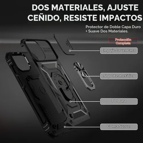 Vista 5 de HNHYGETE Funda para iPhone 12 Pro Max con protector de pantalla: [grado militar de 20 pies probada en caídas] Funda protectora para cámara Negro