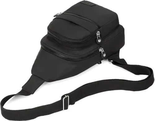 Vista 5 de Banelu Pequeña mochila bandolera bandolera para mujeres y hombres, bolsa de pecho, riñonera cruzada para exteriores, senderismo, viajes, color negro