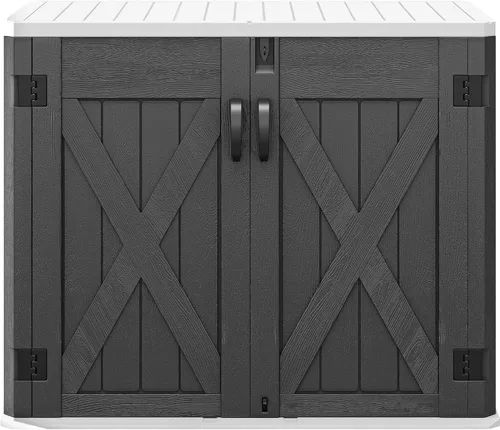 Vista 14 de DWVO Cobertizo de almacenamiento horizontal resistente a la intemperie para exteriores, capacidad de 35 pies cúbicos, con cerradura e impermeable