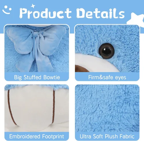 Vista 3 de Tezituo Oso de Peluche Gigante de 47 Pulgadas, Suave Animal de Peluche Grande Tamaño Real de 4 Pies, Juguete de Oso de Peluche, Regalo de San Azul