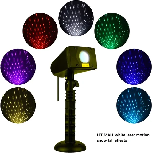 Vista 2 de LedMAll Movimiento Nieve Otoño Espectro Completo Efectos Estrella 7 Color Blanco Láser Luces de Navidad Luces Decorativas Control Rem