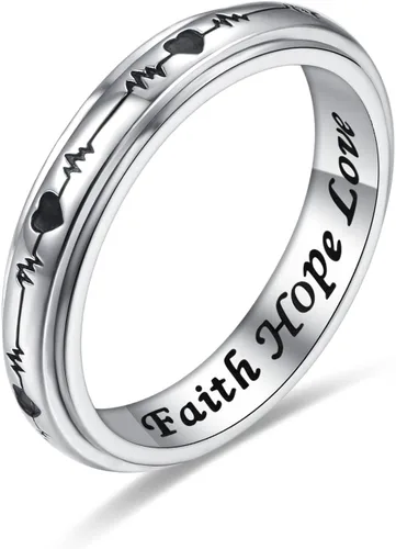 Vista 11 de 925 Sterling Silver Spinner Fidget Ring for Women