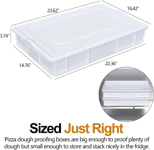Vista 2 de Paquete de 2 cajas de masa apilables para pizza con 2 tapas Plastic, Bread Container, Dough Trays, airtight lid keeps dough fresh, fits neatly in