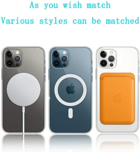 Vista 2 de Piosoo Funda magnética transparente para iPhone 11 Pro Max con carga inalámbrica Mag-Safe, funda de TPU de silicona suave antiamarilla con imanes