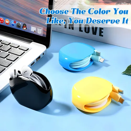 Vista 3 de 3 piezas de carrete de cable automático, carretes de cable retráctiles, estuche enrollador de rollo pequeño para cables USB, cable de auriculares