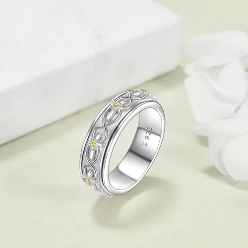 Vista 9 de POPLYKE Anillos giratorios giratorios de plata de ley para aliviar el estrés para mujeres