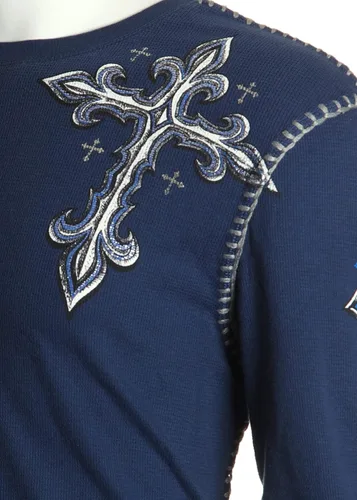 Vista 5 de Archaic by Affliction - Camisa térmica para hombre, alas de lomo, Azul