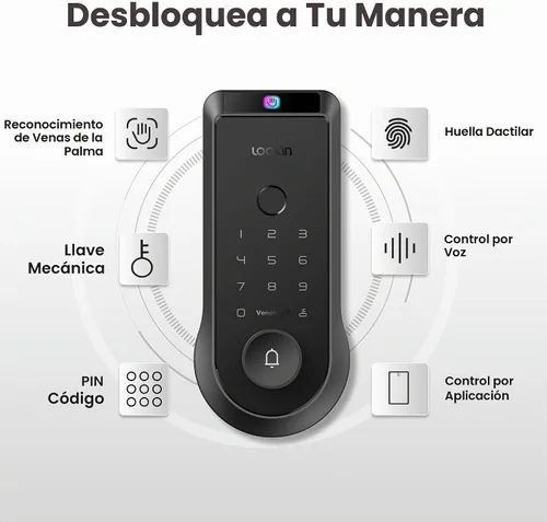 Vista 3 de Lockin Veno Smart Lock, entrada sin llave para vena de palma, batería individual Vena de la palma (sin cámara)